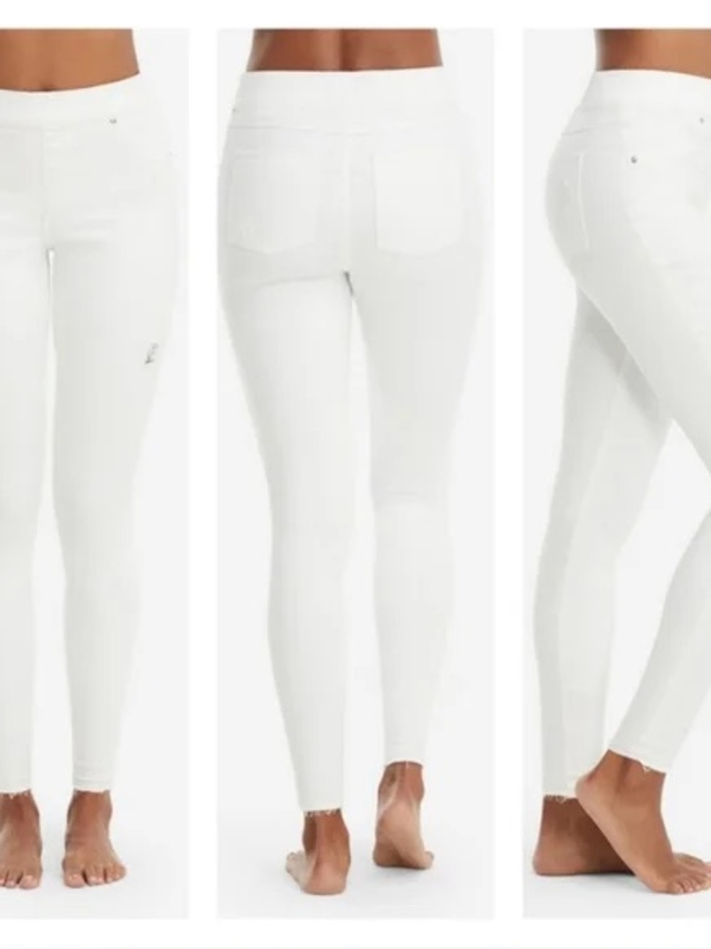 Spanx White Distressed Skinny Jeans - size Large